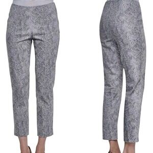Lafayette 148 New York Stanton Grey Snakeskin Print Ankle Slim Leg Pants Size 10